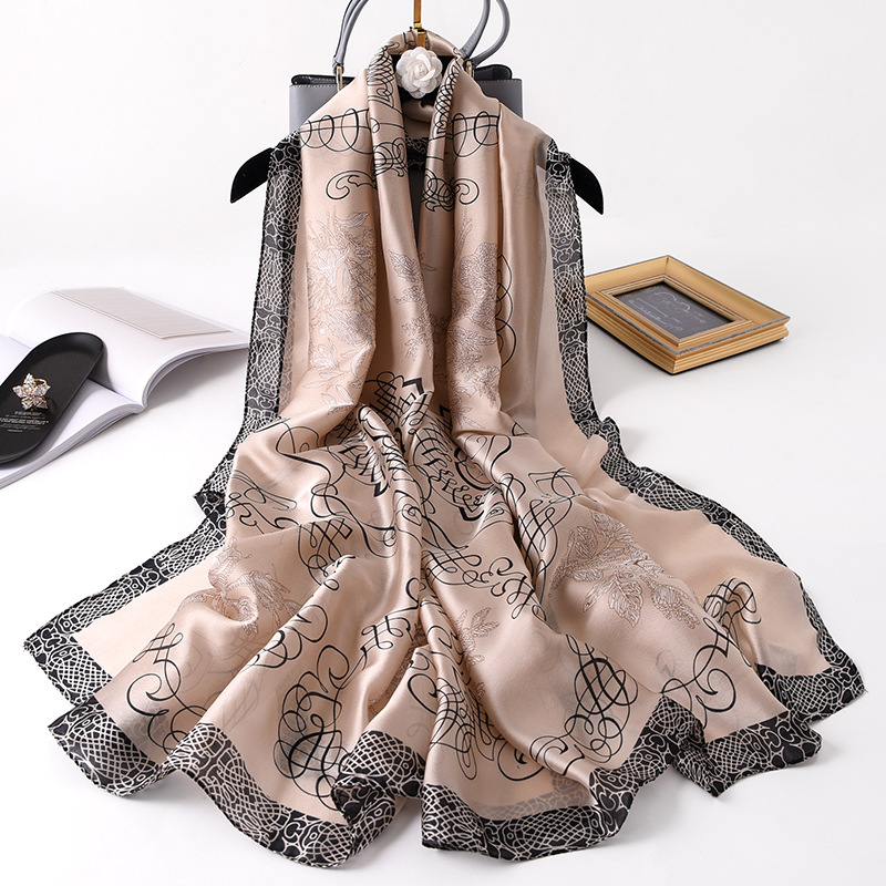 Écharpe en soie imprimée avec des notes musicales, châles longs de luxe pour femmes, écharpes de mode pour femmes, hijab musulman, foulards 180 cm