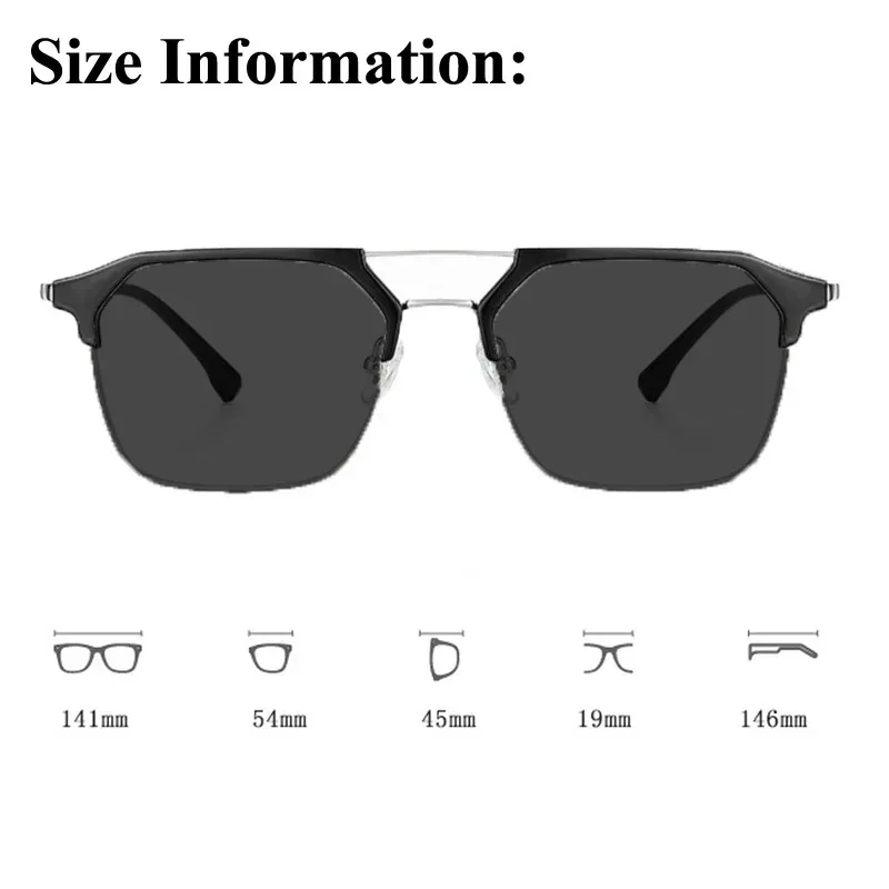 Lunettes de soleil tendance pour hommes et femmes, monture carrée en métal, rétro, moins dioptrie, UV400, lunettes de soleil-1.0 -1.5