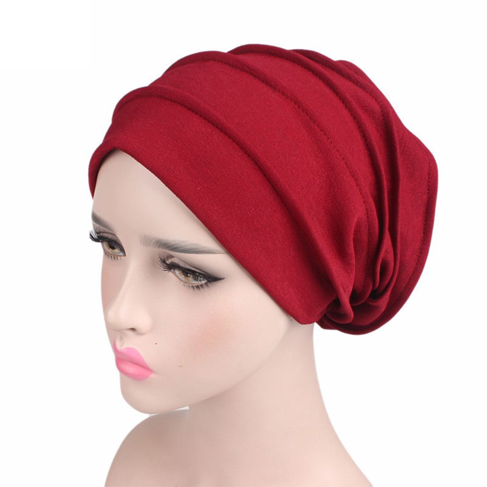 Turban élastique en coton doux pour femme, bonnet, hijabs musulmans, chapeau de chimio rond