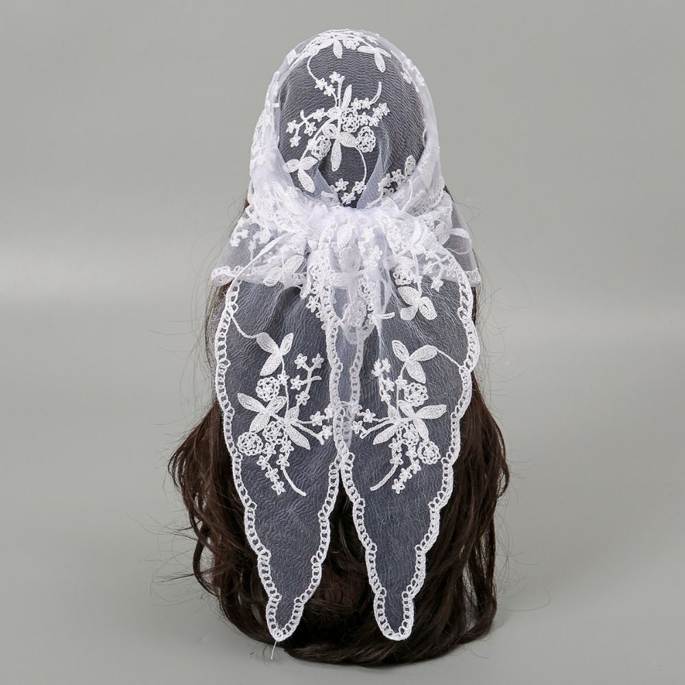 Nouveau foulard en dentelle ajourée, couleur unie, broderie, bandeau, foulard triangulaire fin vintage pour femme