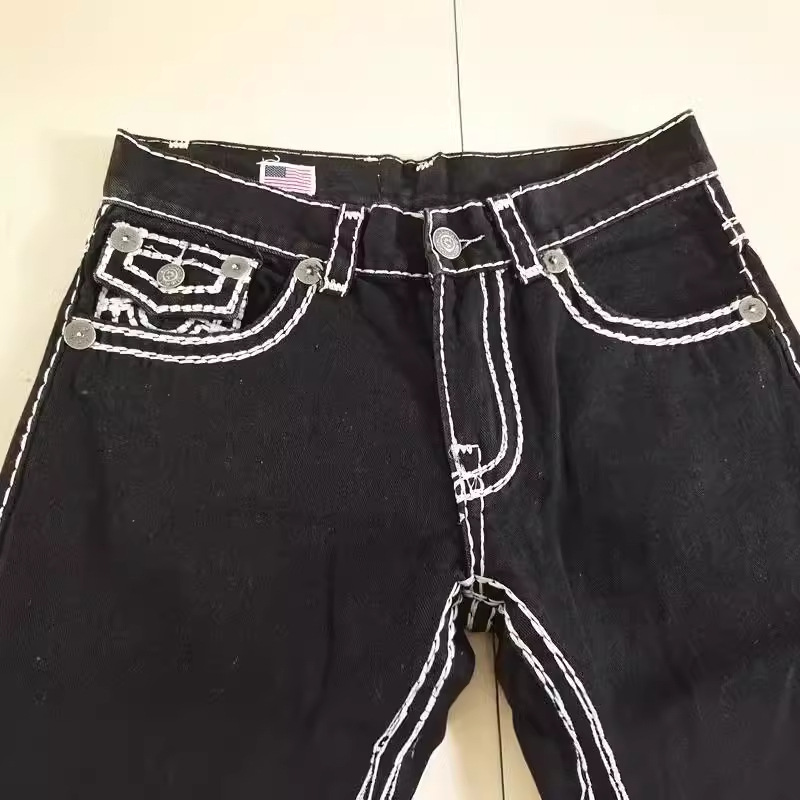 Nouveau Jean Homme Américain Européen Tendance Noir et Blanc Décontracté Simple Basique Coupe Droite Grande Taille