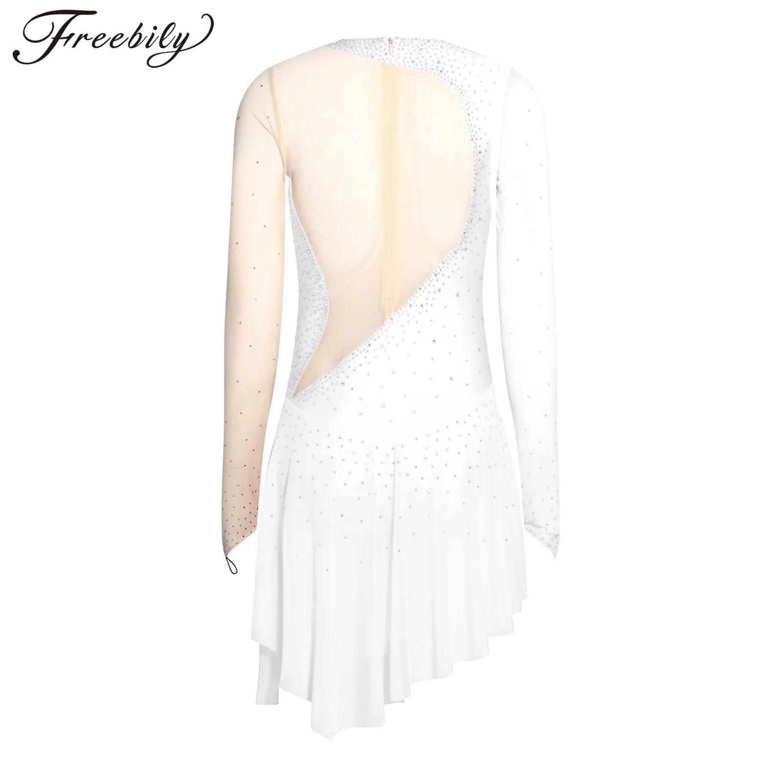 Robe de patinage artistique pour adultes, justaucorps de danse classique pour femmes, combinaison de gymnastique, tenue de danse moderne et lyrique en maille color block
