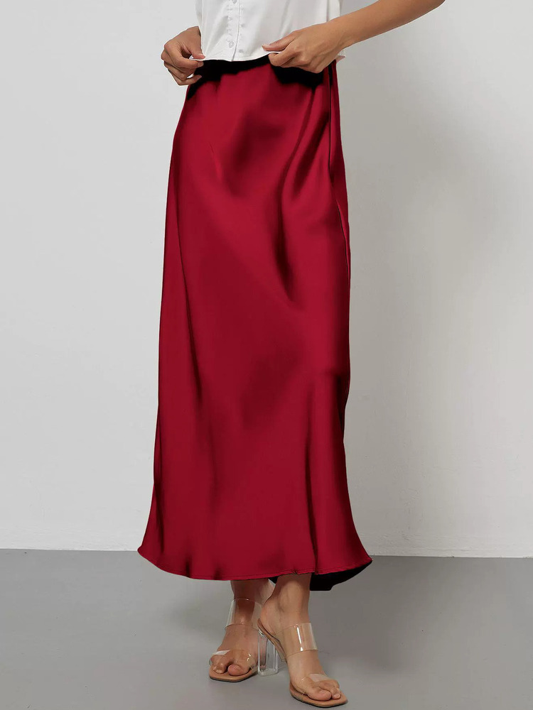 Jupes longues élégantes en satin pour femmes, 38 couleurs, nouvelle collection été 2026, couleur unie, taille haute, mode Faldas