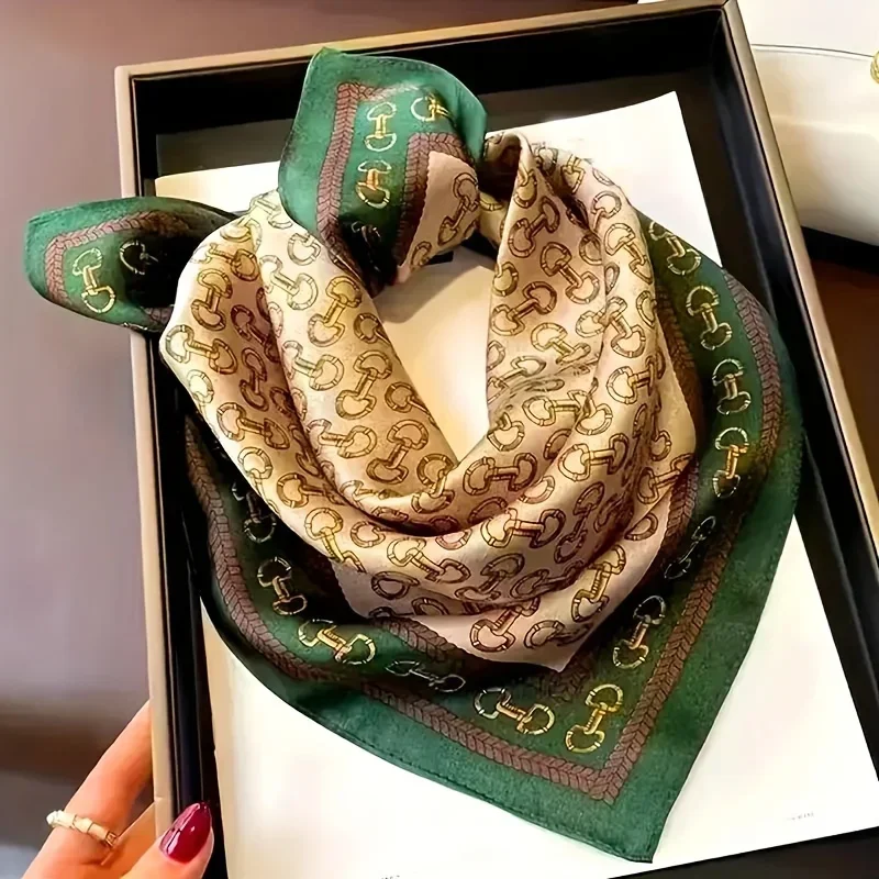 Écharpe carrée en Satin doux pour femmes, élégante, ronde verte à la mode, tissée douce, accessoire de mode, enveloppe de cou polyvalente