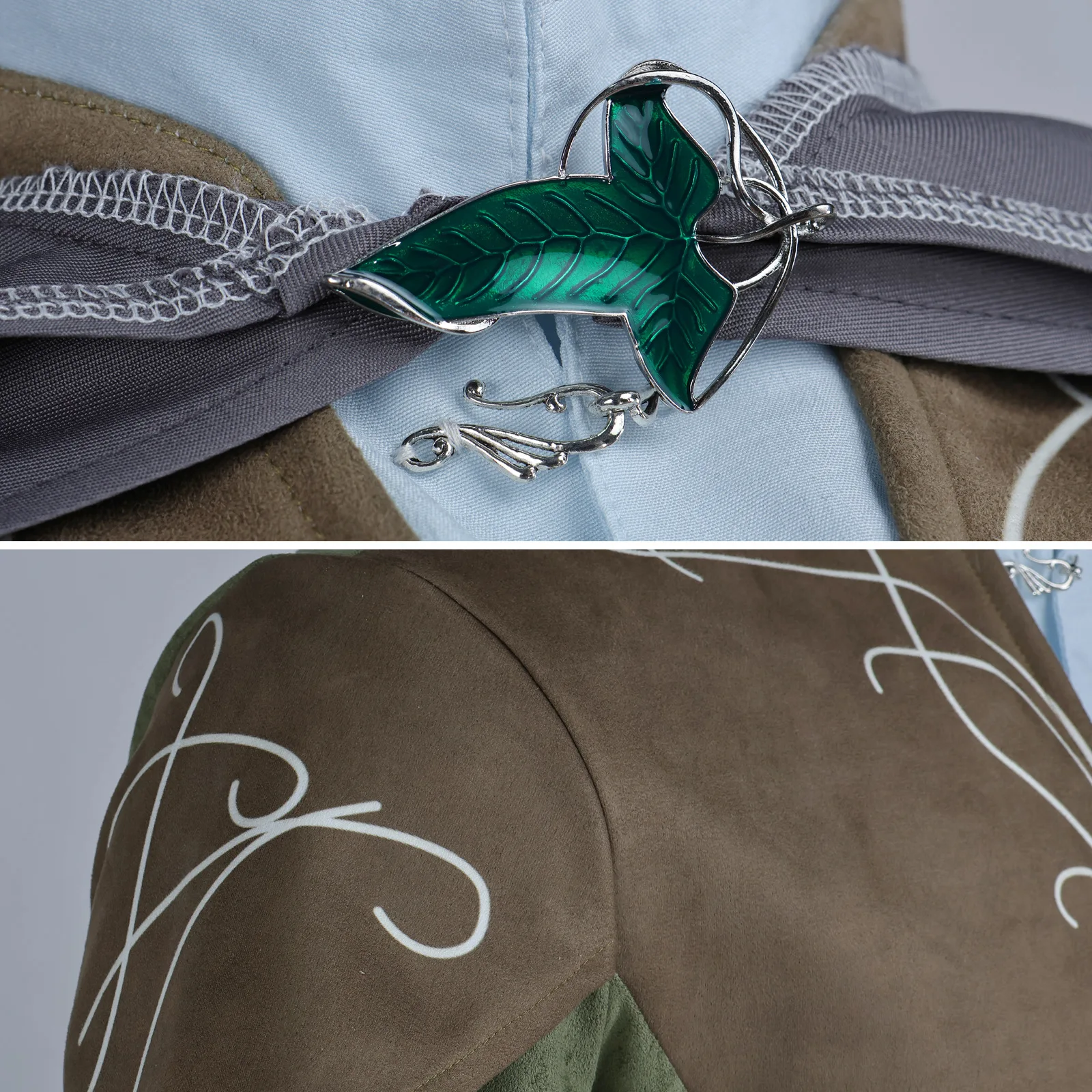 Costume de cosplay de prince elfe Legolas pour homme, haut vert foncé, cape grise, tenue de guerrier médiéval, costume de bataille, tenue de fête d'Halloween et de carnaval