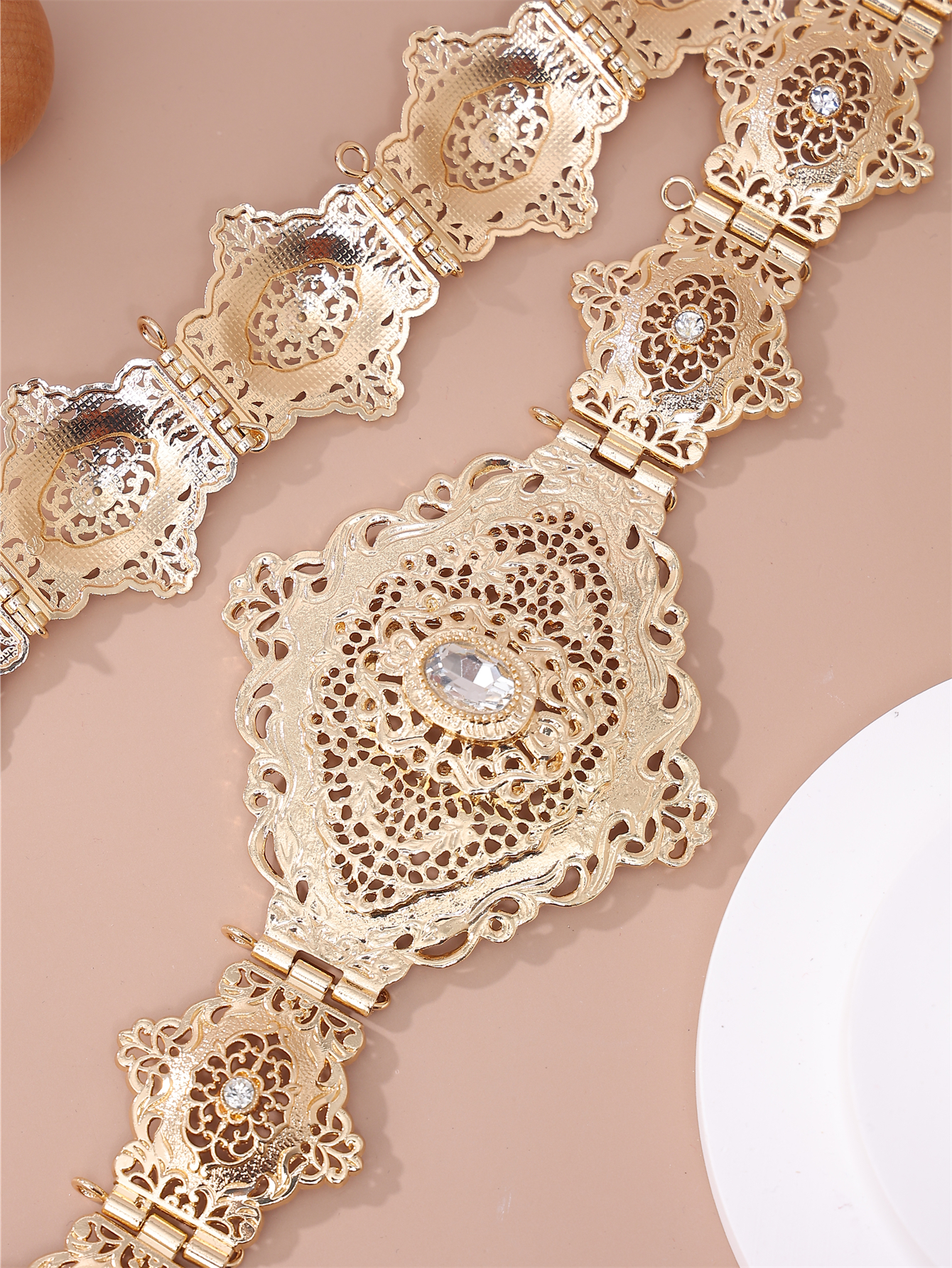 Caftan Chic pour femmes, ceinture de mariage en métal couleur or, ceinture marocaine de luxe pour robe longue, longueur réglable, bijoux de corps
