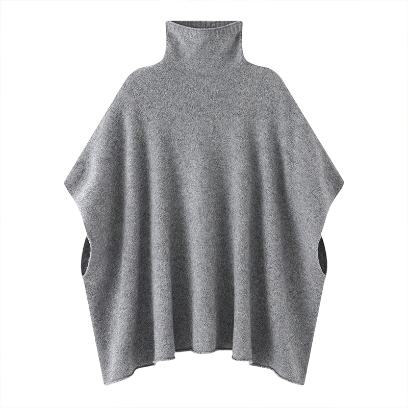 Châle 100 % pure laine pour femme, pull tricoté à col roulé, nouvelle collection automne-hiver, style décontracté et ample, pull-manteau tendance et polyvalent