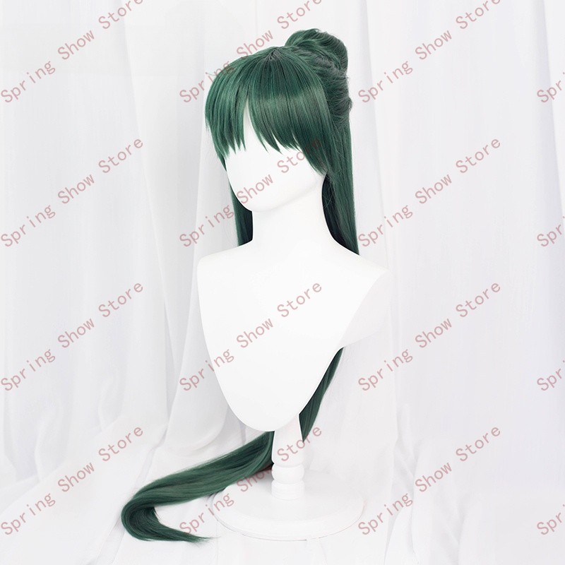 Sailormoon Pluto Meiou Setsuna Cosplay Costume cheveux synthétiques Super longue vert style Halloween fête perruque