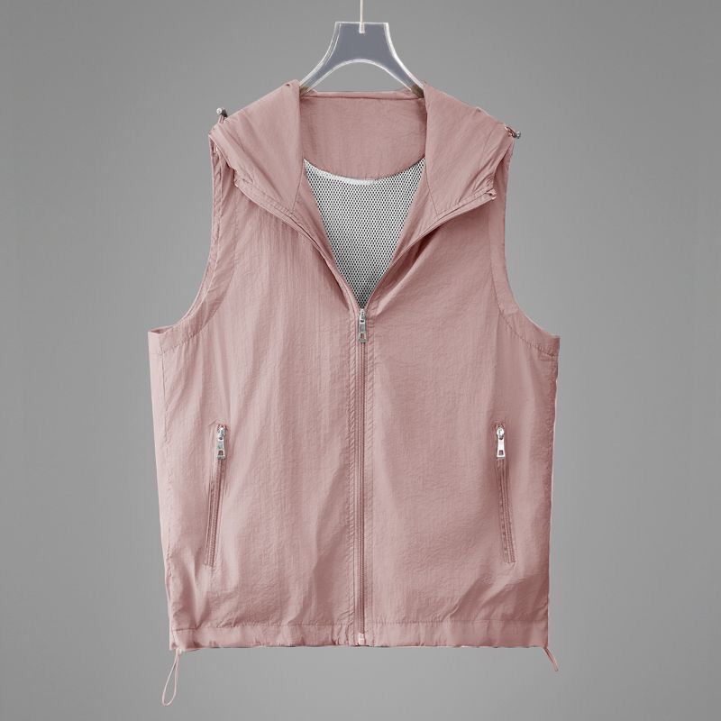 2025 été Protection solaire vêtements respirant gilet manteau femmes décontracté mince à capuche sans manches veste fermeture éclair gilet femme hauts