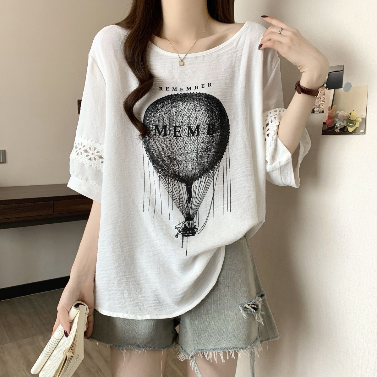 Vêtements pour femmes grandes tailles, populaires au printemps et en été, t-shirt ample et fin à imprimé, à manches courtes, à porter à l'intérieur et à l'extérieur