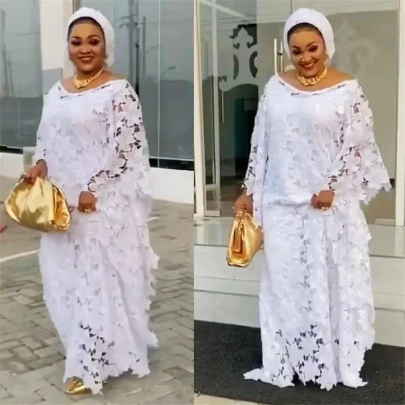 Robes africaines de Dubaï pour femmes, en dentelle ajourée, vêtements africains, Dashiki, Boubou traditionnel, Robe arabe, Robe musulmane, Abayas