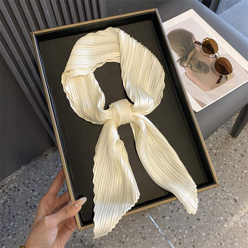 Femmes Foulard carré maigre ruban tête cou petit plissé cheveux cravate bande Foulard Satin Foulard foulards Foulard foulard