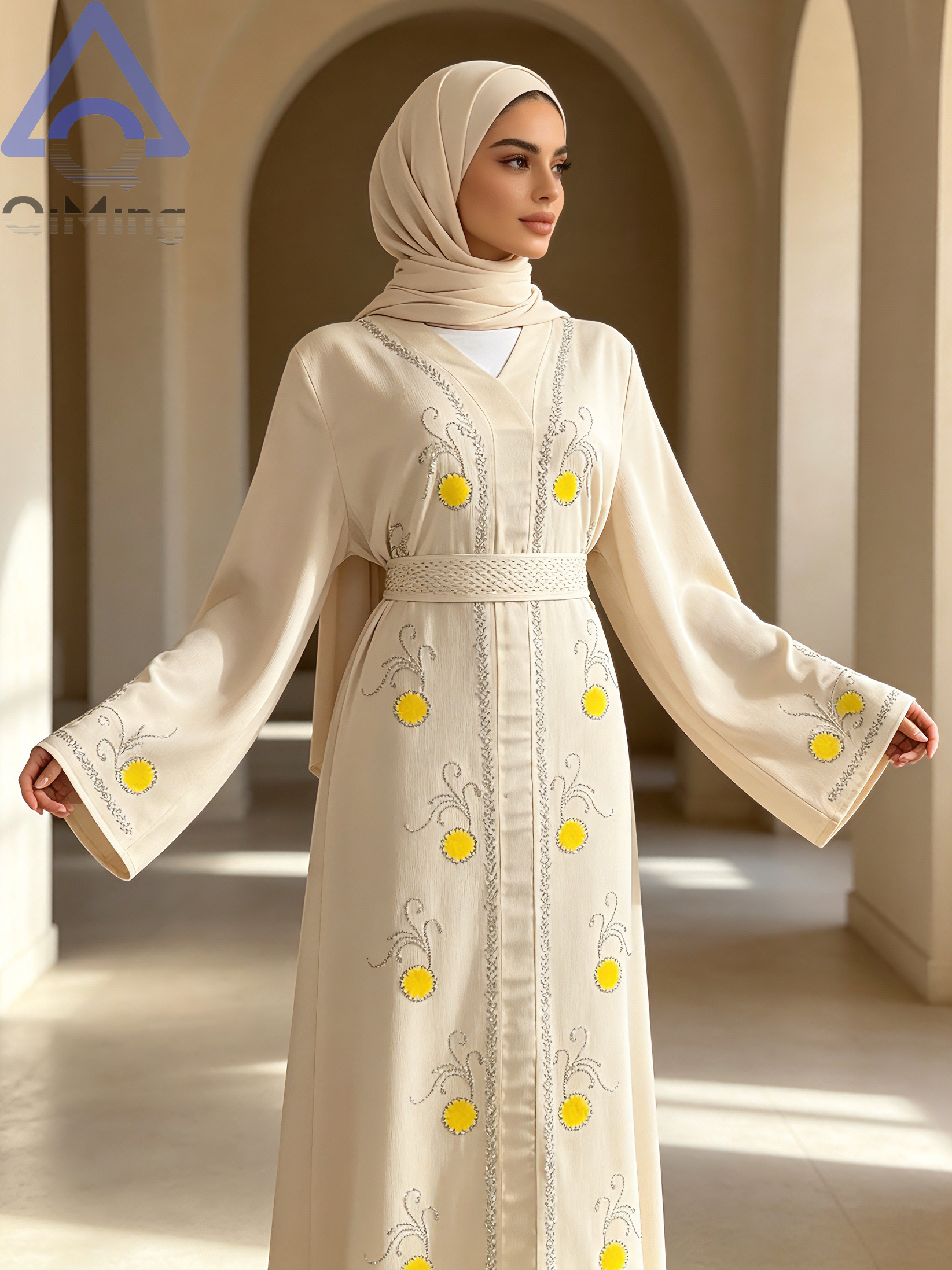 Kaftan Abaya Musulmane pour Femme, Robe Longue Marocaine Violette à Col en V et Strass, Modèle Dubai, Robe Islamique Élégante pour le Ramadan