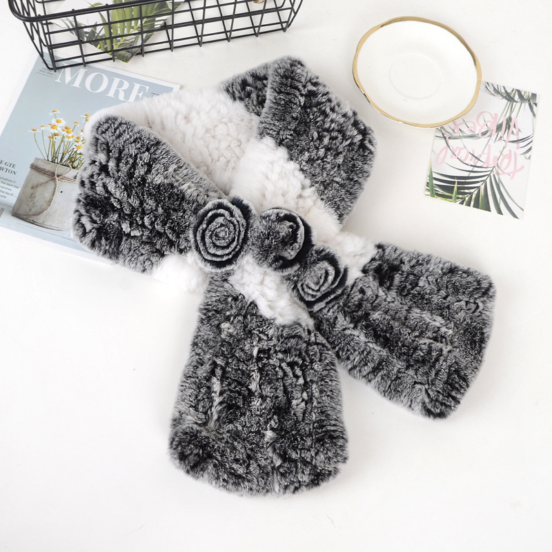 Écharpes en fourrure de lapin Rex véritable pour femme, collection mode 2026 – Écharpe et cache-oreilles chauds et doux en fourrure de lapin Rex naturelle pour l'hiver