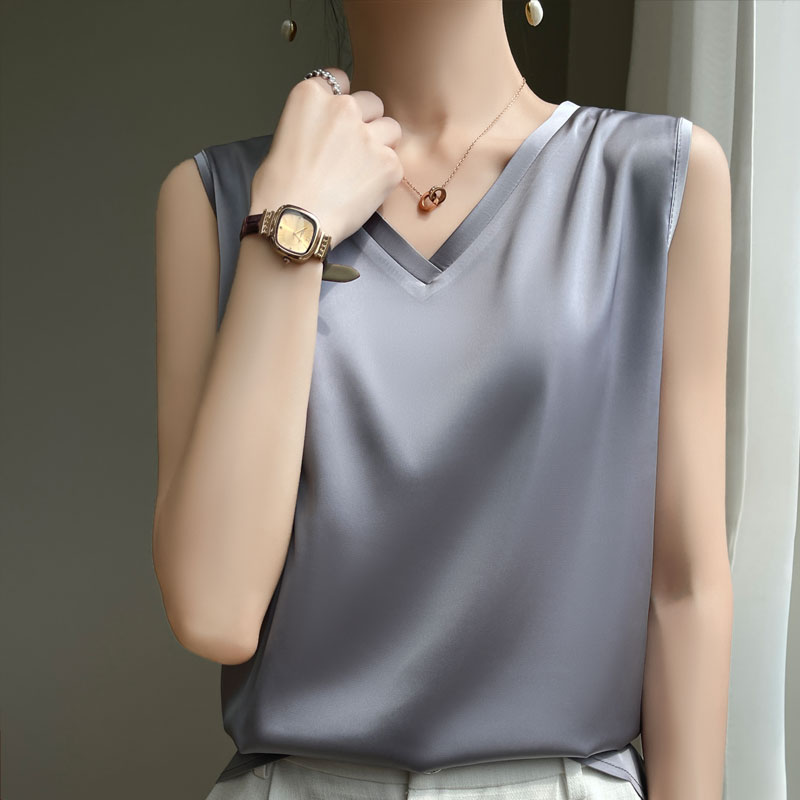 Débardeur suspendu pour femmes, bas de costume en Imitation soie, nouvelle chemise inférieure polyvalente en Satin fin sans manches, mode édition coréenne 25