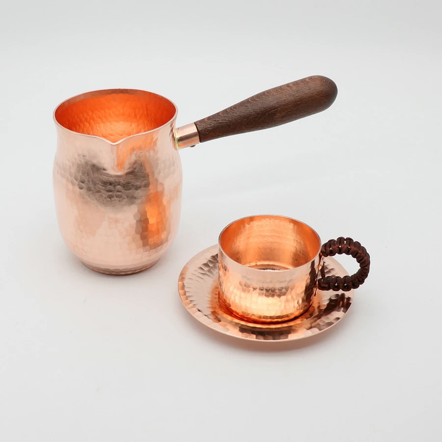 Tasse à café et thé faite à la main en cuivre pur, cafetière turque grecque arabe pour Barista