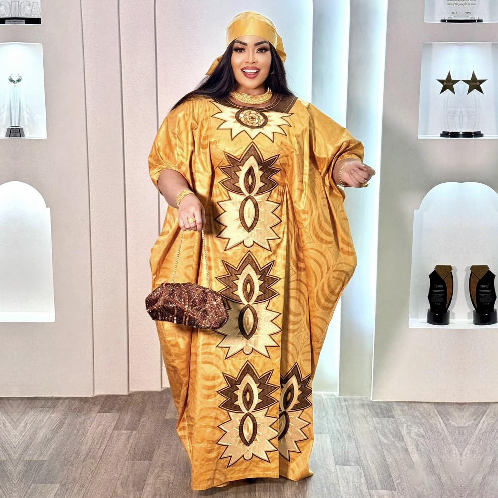 Tenue africaine pour femmes Abaya broderie grande taille robe d'église de fête élégante