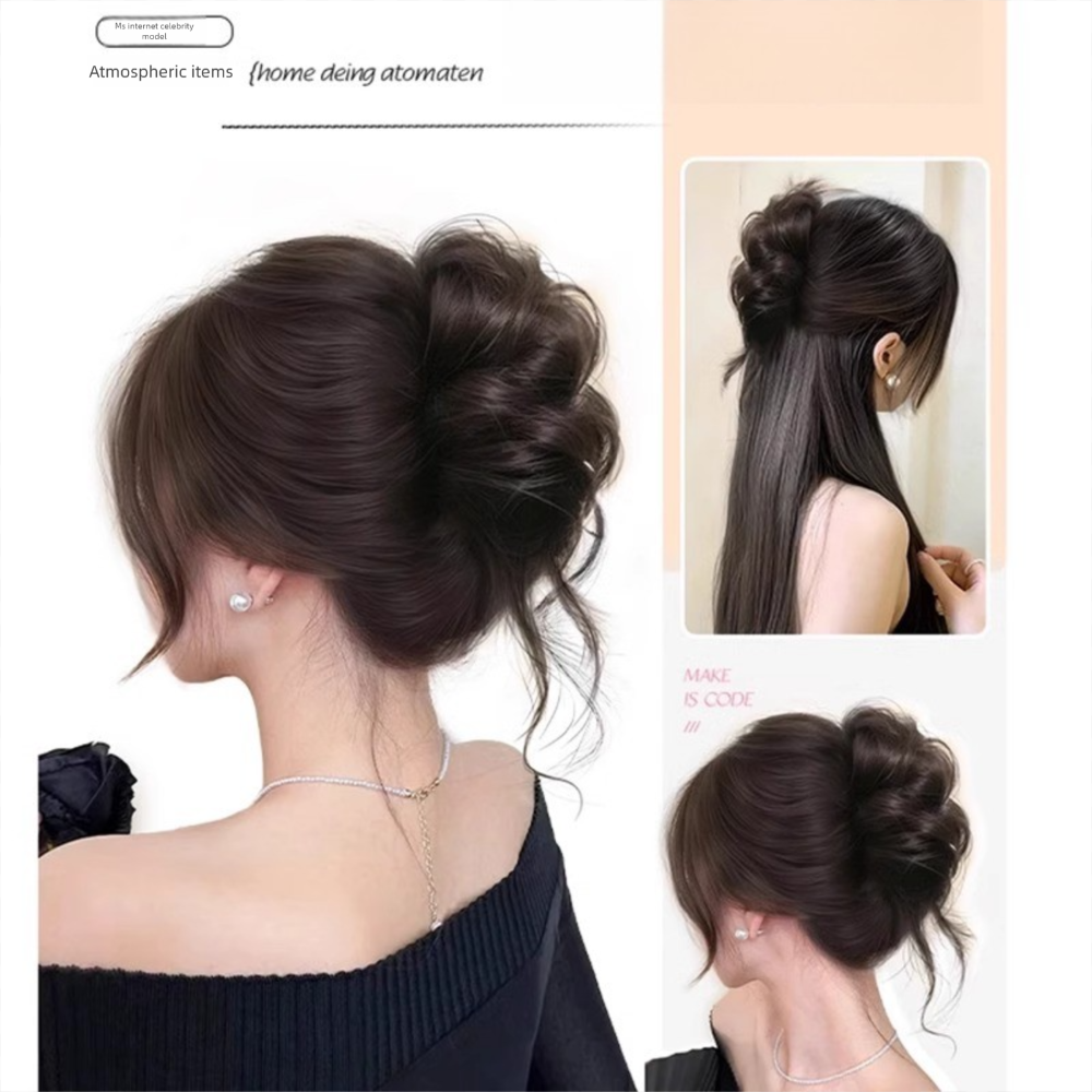 Nouveau cheveux synthétiques chignon griffe pince naturel cheveux bouclés perruque pince à cheveux moelleux brun noir chignon tête perruque accessoires de cheveux
