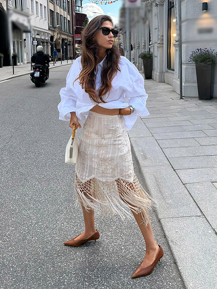 Jupe mi-longue en satin à imprimé floral pour femme, taille haute, fendue, droite, élégante, décontractée, chic, estivale, amincissante, style streetwear pour femmes