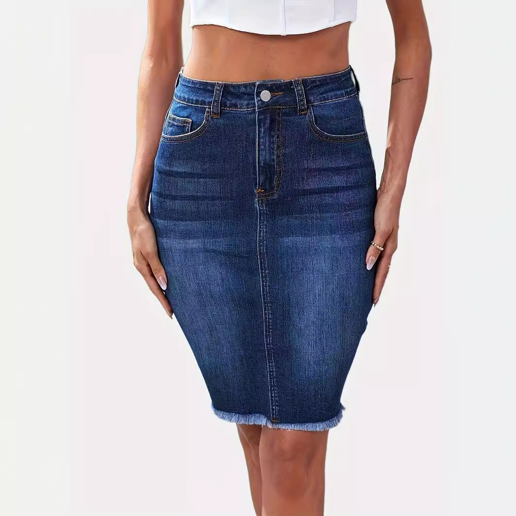 Jupe en Jean Décontractée pour Femme, Taille Haute, en Denim