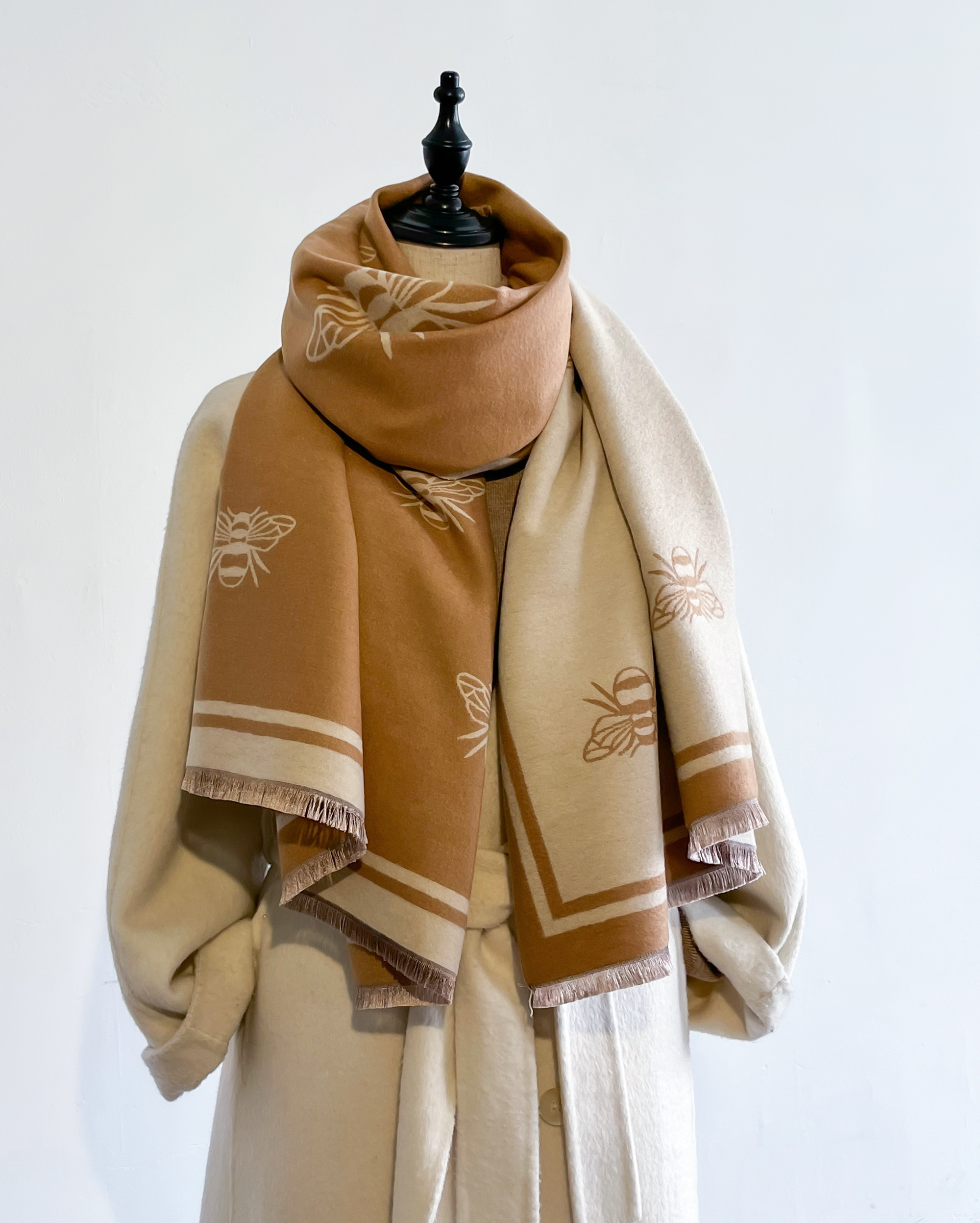 Écharpes Pashmina en Cachemire pour Femme, Jacquard Animal, Couverture Abeille, Châles Doux, Frange Ronde, Marques Chaudes, Designer, Mode Hiver