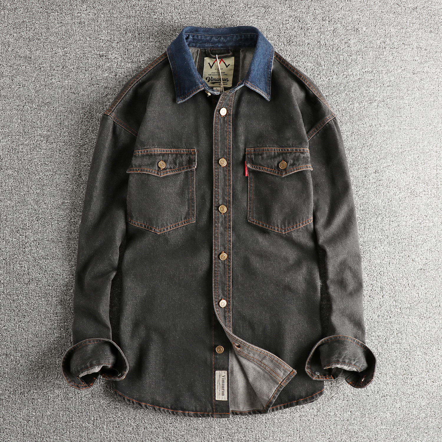 Chemise en jean rétro décontractée, délavée, épaisse, résistante à l'usure, manches rotatives, veste ample à manches longues, printemps et automne