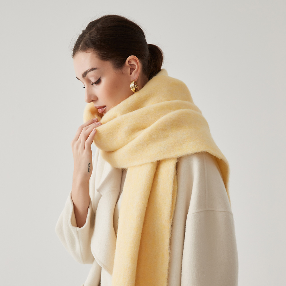 Écharpe en cachemire Mohair pour femme, 40x210cm, châle uni rose, à la mode, chaud, automne hiver