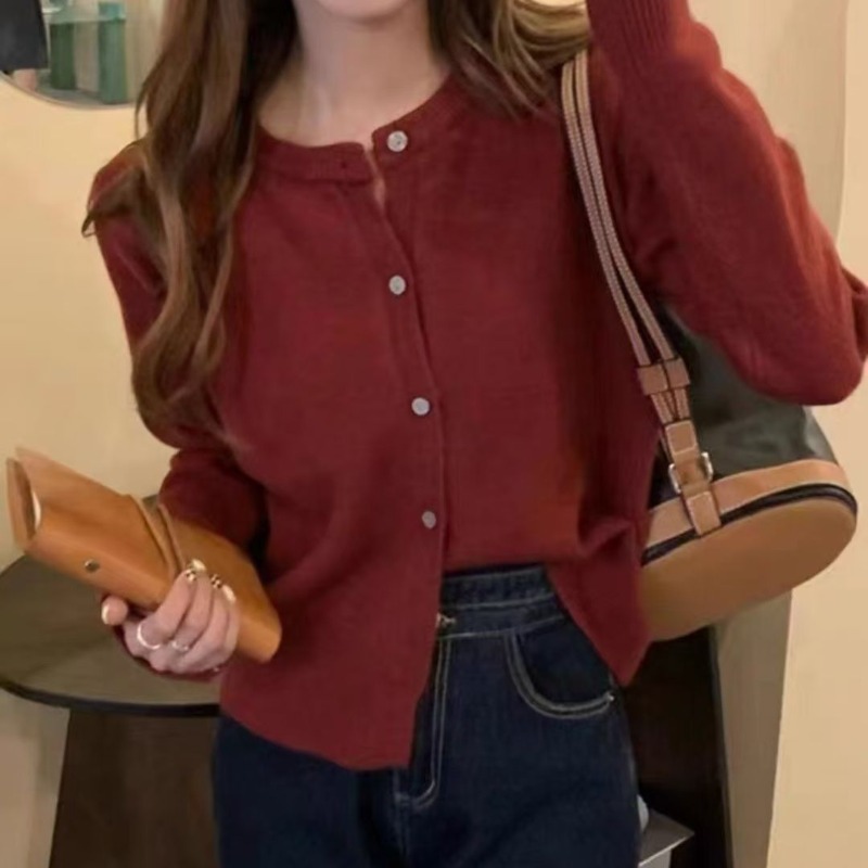 Cardigan en cachemire pour femmes, pull à simple boutonnage, manches longues, couleur unie, vêtements d'extérieur, printemps automne, haut en tricot décontracté
