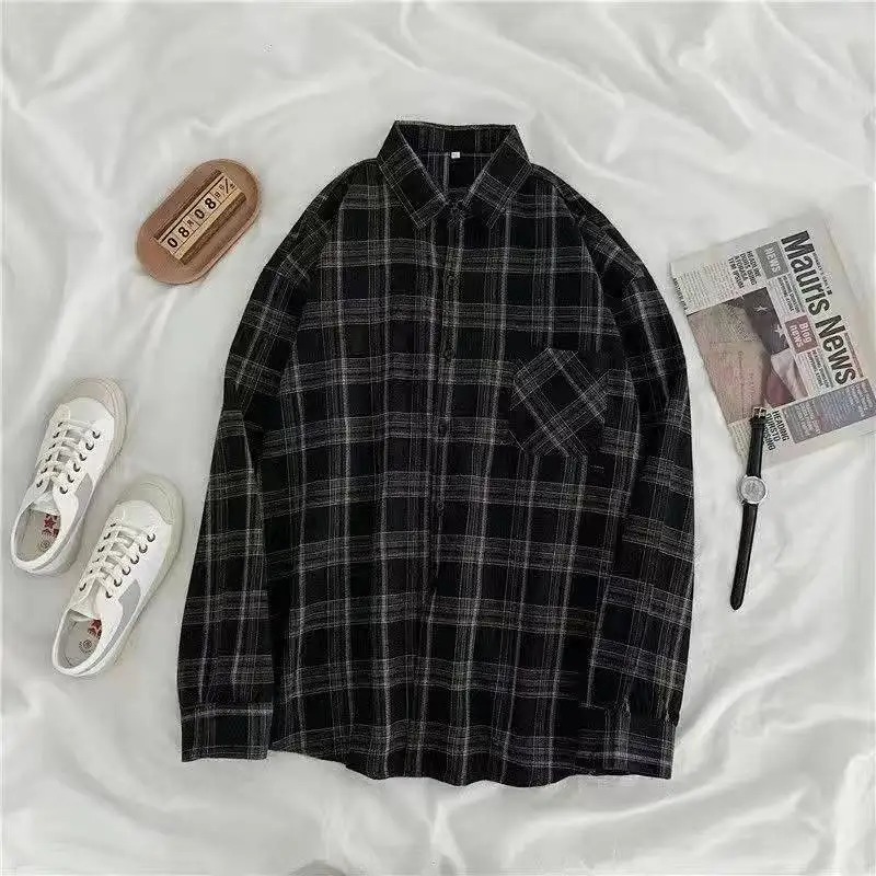 Vintage chemises à carreaux femmes automne à manches longues surdimensionné boutonné chemise mode coréenne décontracté automne vêtements d'extérieur hauts Blusas Mujer