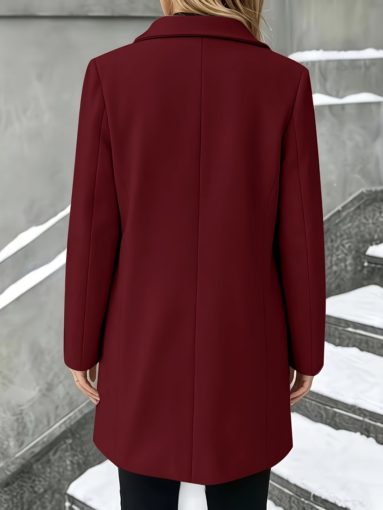 Manteau en laine mi-long pour femme, nouveau style automne-hiver, manteau décontracté à bouton unique, col rabattable, vêtement d'extérieur classique et élégant