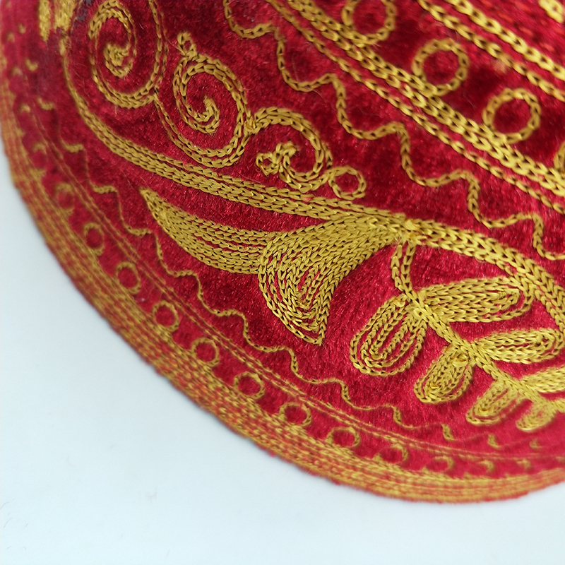 Chapeaux de prière musulmans en coton rouge brodé, casquette Kufi, Turban de Style indien pour hommes, vêtements islamiques d'arabie saoudite, cicatrice du islamisme juif