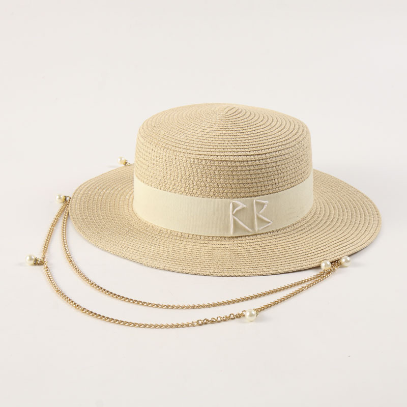 Nouveaux chapeaux de paille en métal à lettres tendance pour femmes et hommes, chapeaux de soleil d'été pour les vacances en plein air, chapeau Panama