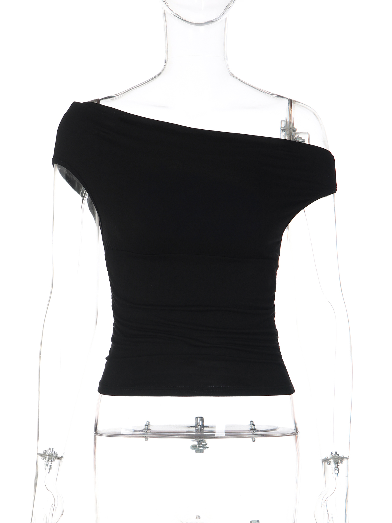 Hugcitar – débardeur court sexy noir à col asymétrique et dos nu pour femme, vêtements d'été pour fête, vacances, streetwear