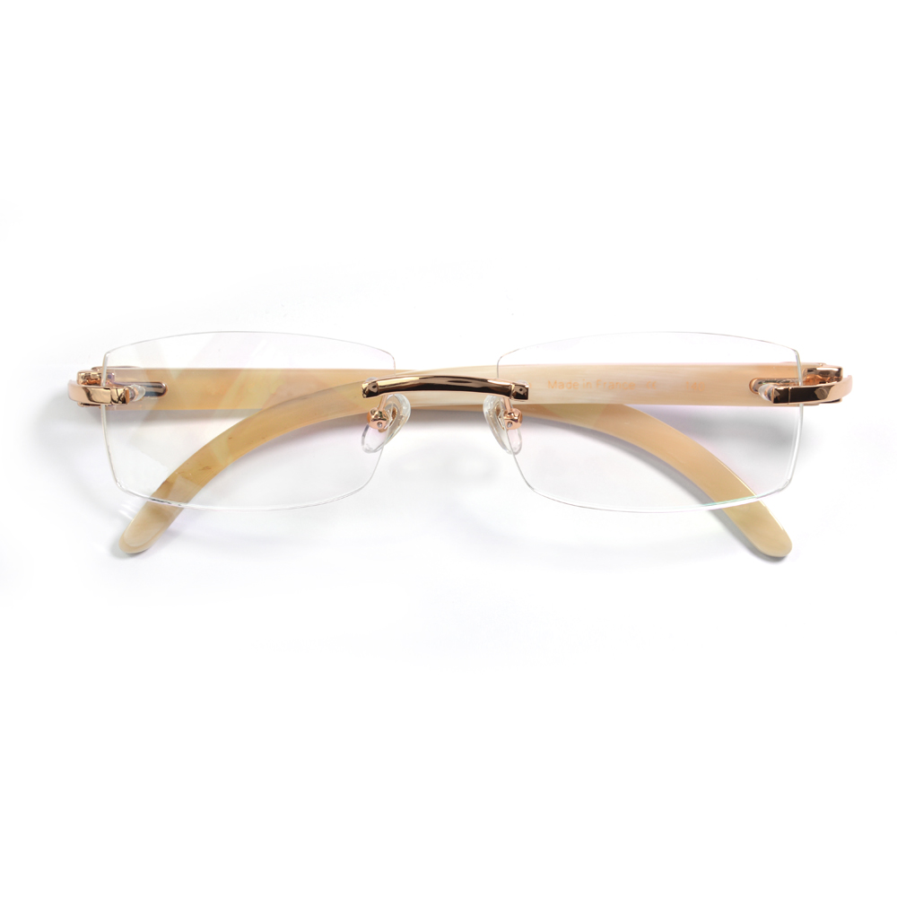 Lunettes de luxe sans monture en corne de bœuf naturelle, monture pour moi, Vintage, rectangulaires, originales, en bois, pour myopie, sur Prescription