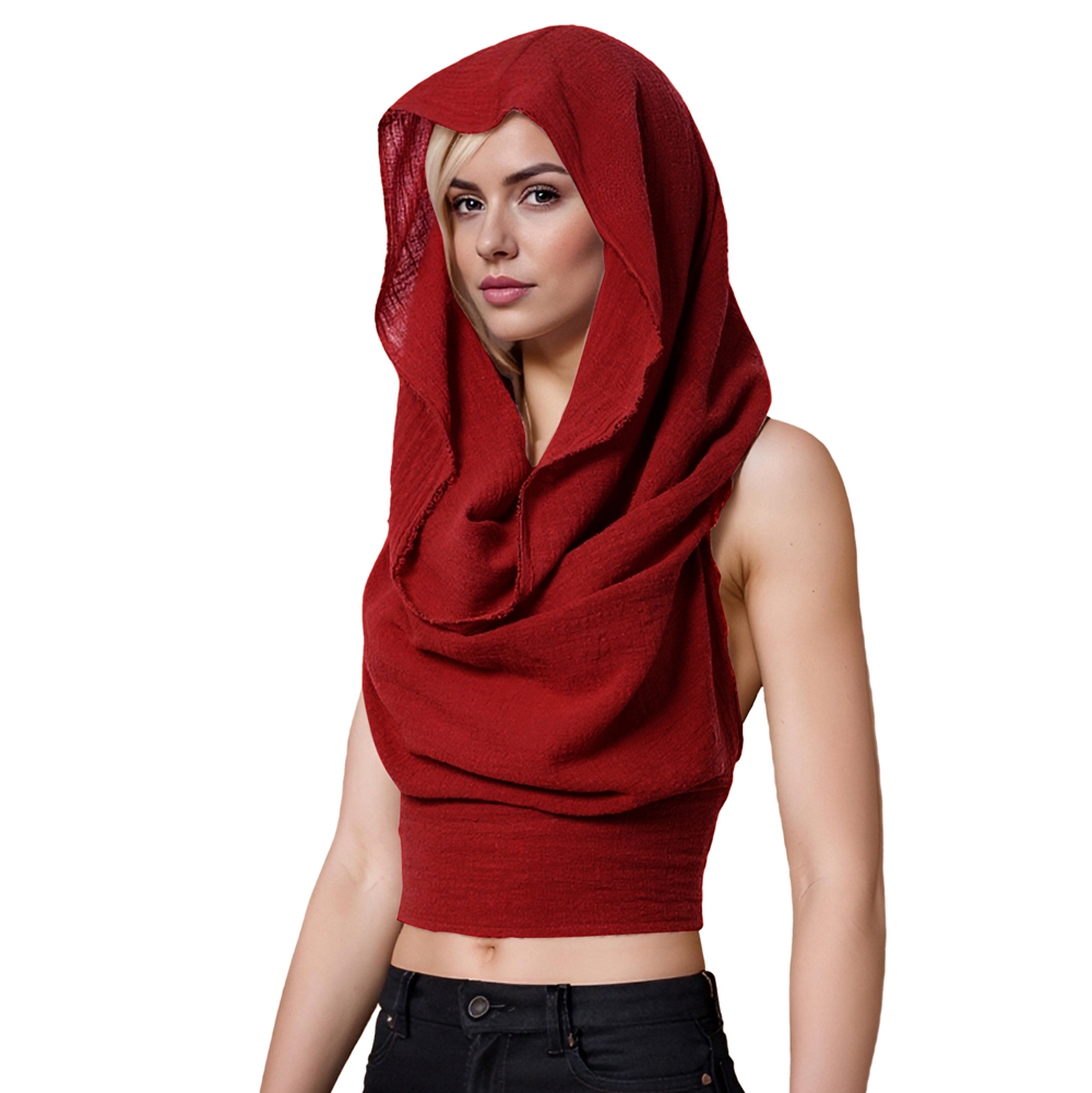 Hauts courts à capuche pour femmes, débardeur Boho, dos nu, croisé, gilet à capuche