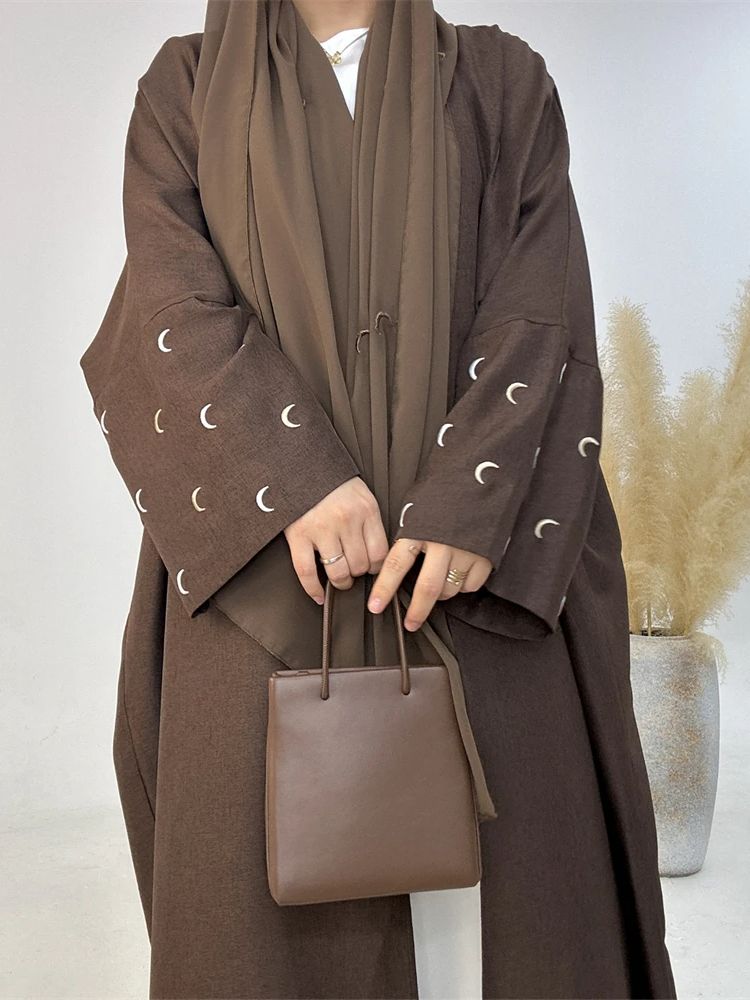 Ramadan lune noire Abaya Kimono Kebaya turquie Islam Robe musulmane modeste Damen vêtements de prière femmes caftans Robe Femme Musulmane