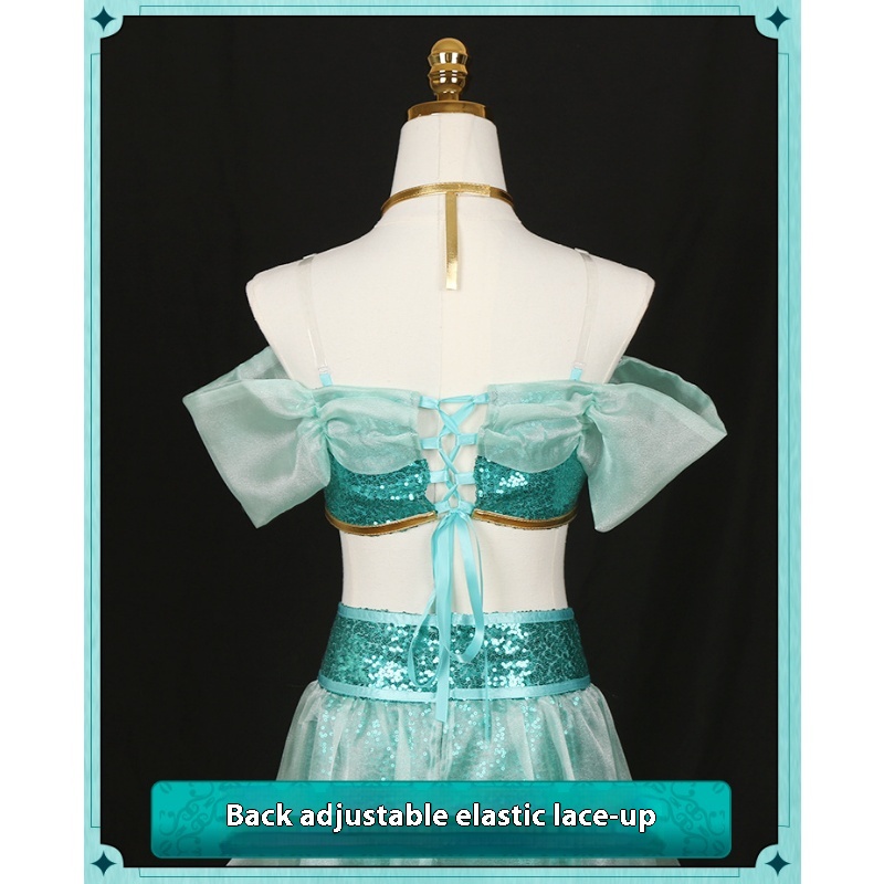 Costumes de cosplay, costumes de spectacle pour adultes, fêtes d'anniversaire pour dames de Noël, robes de princesse Jasmine de carnaval