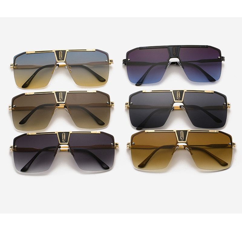 Lunettes de soleil carrées dégradées pour hommes et femmes 2026 – Design vintage tendance, surdimensionnées sans monture, protection UV400
