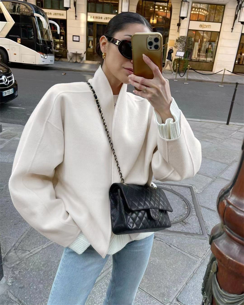 Manteau d'automne pour femmes, beau tempérament ample, veste Cardigan, manteau de tempérament, manches longues, manteau court en laine