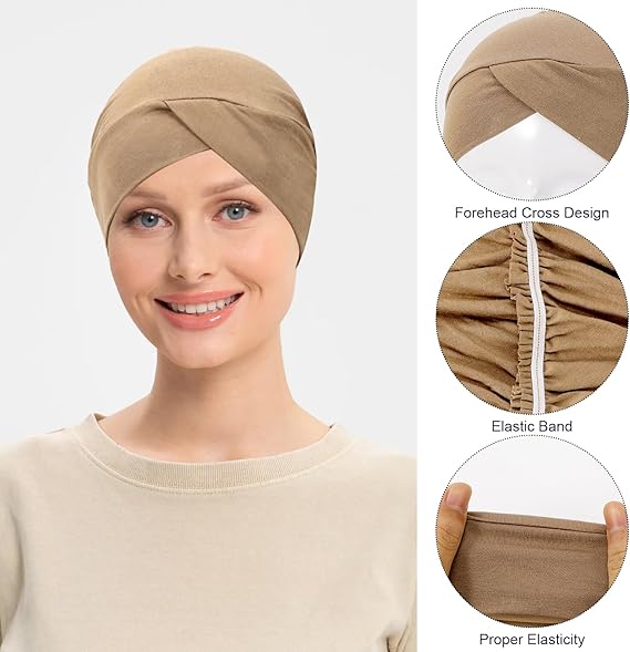 2 pièces/lot croix musulman Turban couleur unie coton chimio Hijabs casquettes femmes Hijab Bonnet perte de cheveux foulard Bandanas Turbante