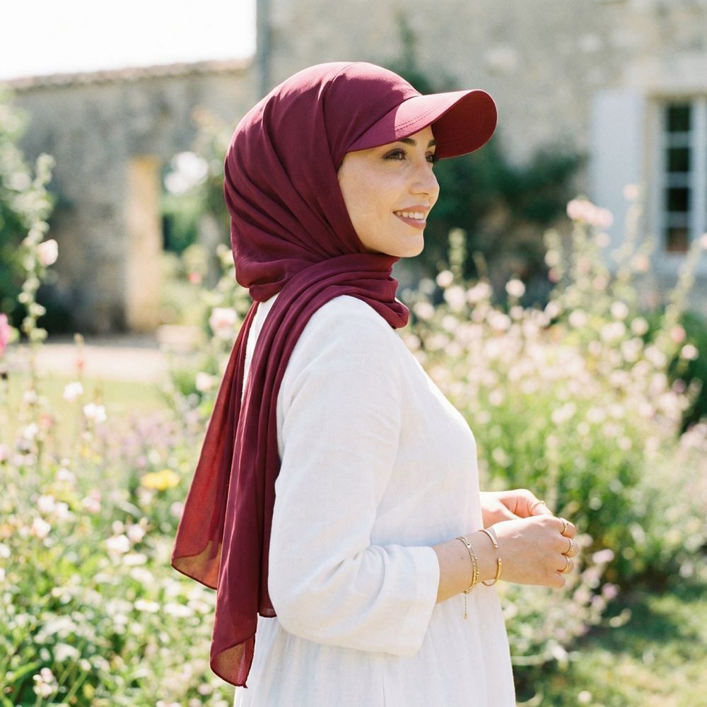 Casquette Bandana Unie Respirante Simple avec Visière, Chapeau Hijab Ajustable en Polyester, Turban Style Moyen-Orient