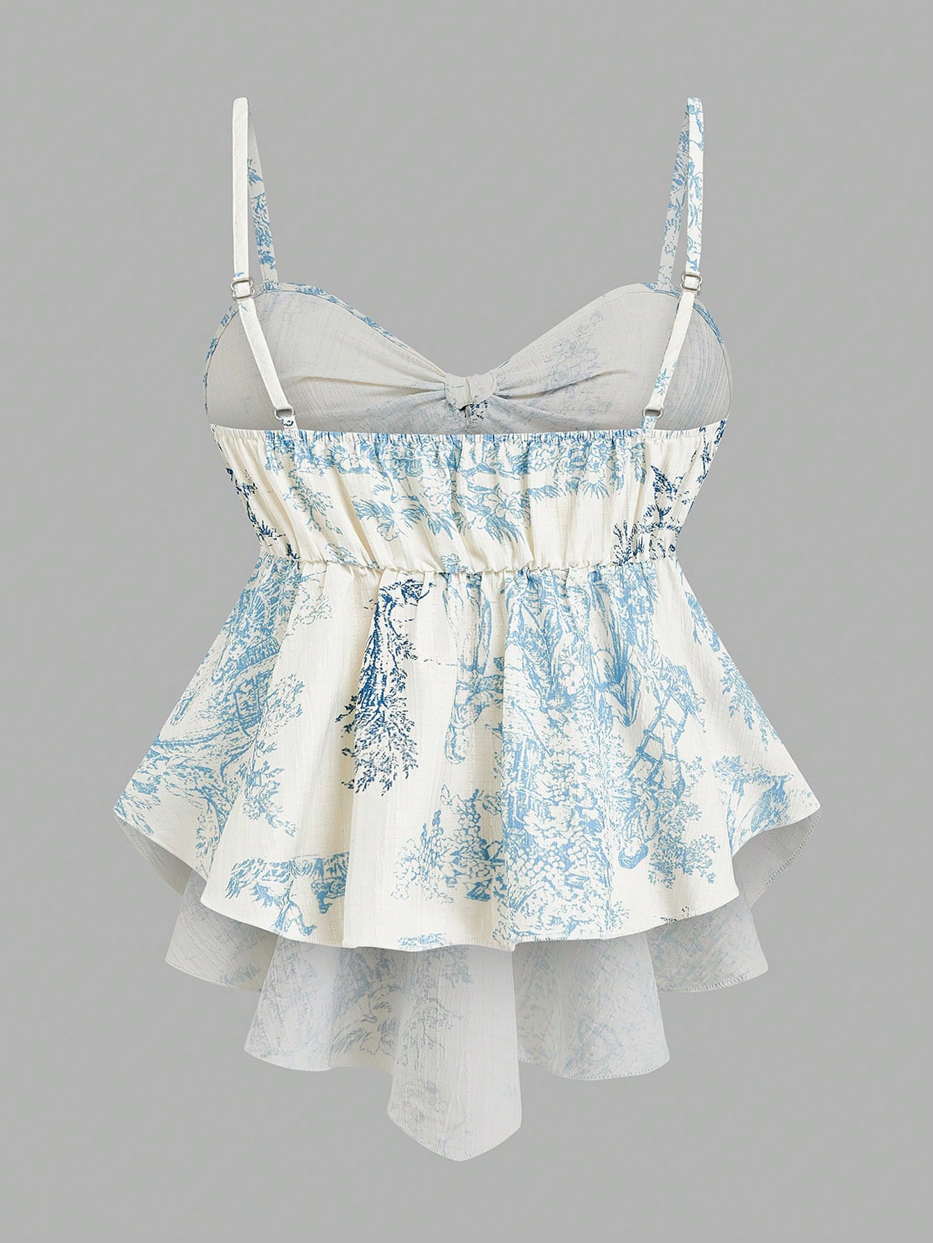 Haut élégant pour femme, en tissu imprimé rayé, avec nœud au col et taille nouée à l'avant, camisole sans manches ajustée. Polyvalent pour le printemps et l'été