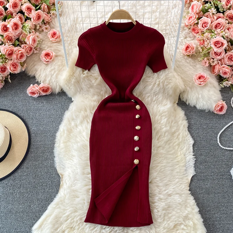 Chic mode Sexy paquet hanches noir robe moulante dame mode mince élastique tricoté robe d'été tenues de rue