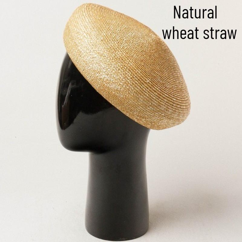 Bérets tissés à la main en paille de blé naturelle pour femmes, rétro, de haute qualité, défilé détaillé, forme Concave, chapeau de peintre tissé en paille Simple