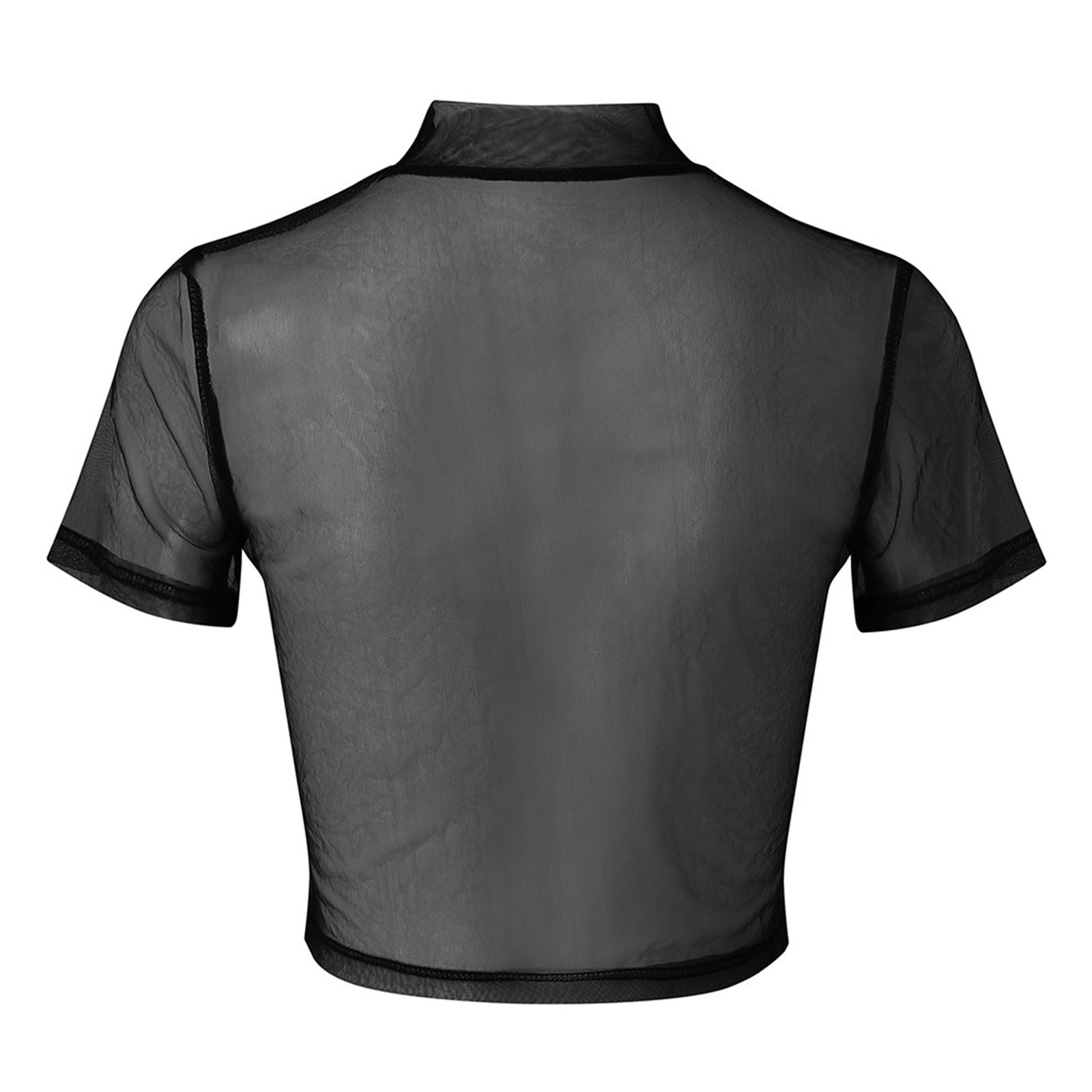Chemisiers Transparents pour Femme, Chemises à Tambour en Maille Transparente, Pulls Courts Noirs Transparents, Vêtements Sexy, Nouvelle Collection