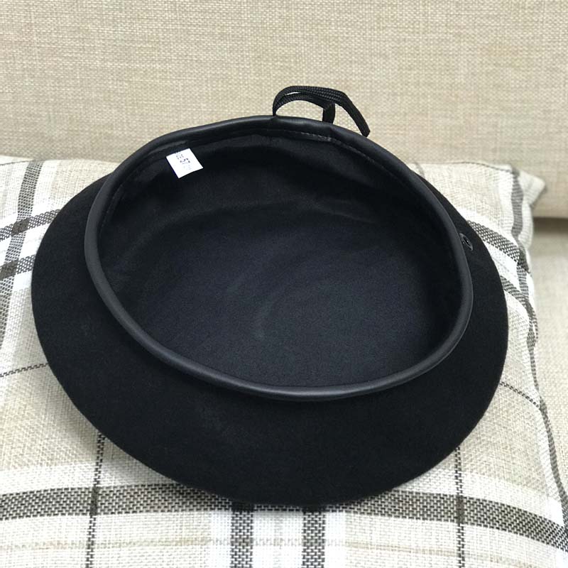 Béret en cuir PU pour femme et homme, chapeau de peintre de Style britannique, bérets en laine d'hiver