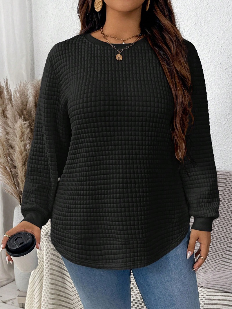 Sweat-shirt à carreaux grande taille pour femme, pull décontracté, monochromatique, document, mode printemps et hiver, convient pour CommConsulTravel