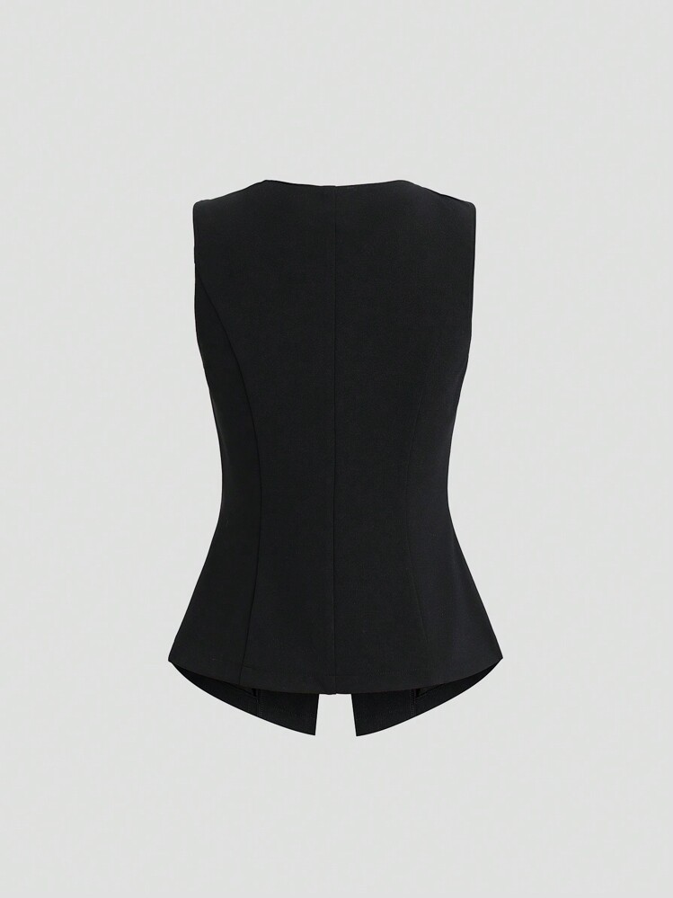 Ensemble gilet sans manches pour femmes, avec tempérament à la mode, col rond, coupe cintrée et vêtements amincissants, 2025