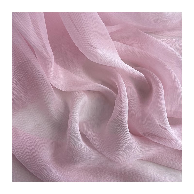 Tissu Georgette lisse en soie de 140Cm de large, tissu fin Transparent de couleur unie plissé en soie de mûrier pour robe, vente en gros