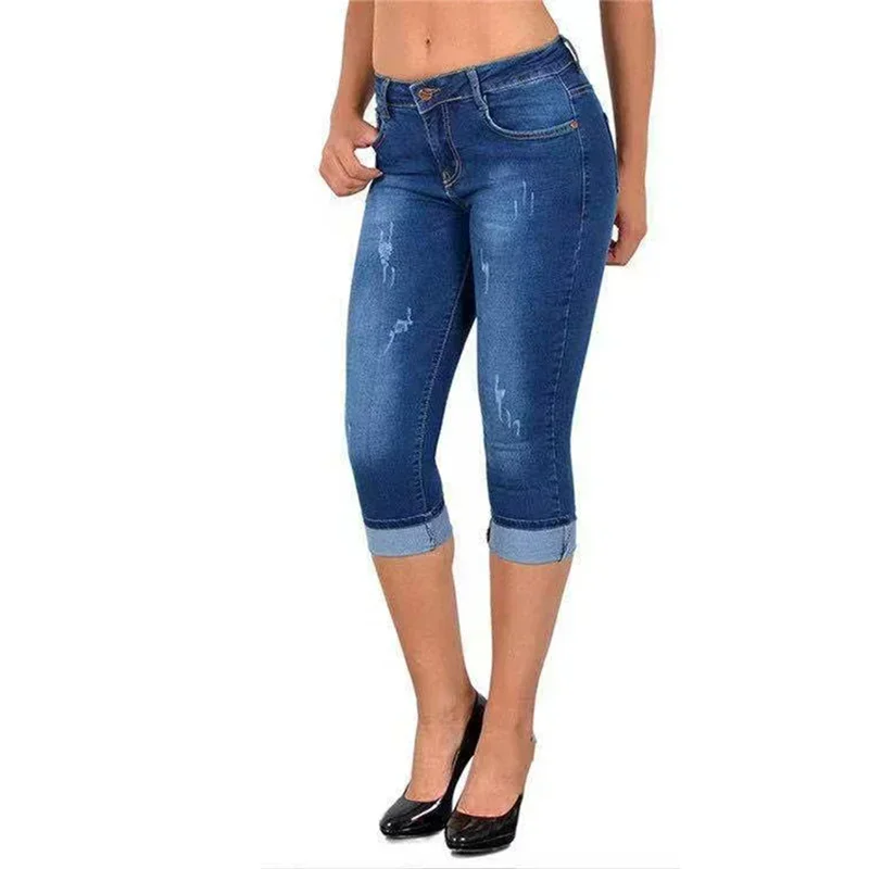 Jean crayon slim pour femme, style simple, décoration aux rayures, pantalon sept-quarts, 03/Décontracté, bouton Piedmont, denim